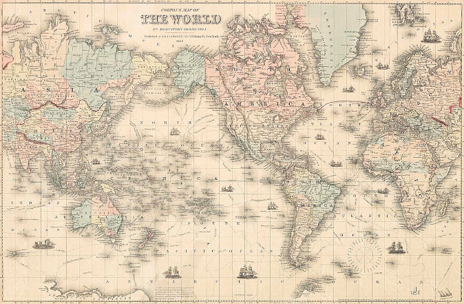 Colton's Map of the World on Mercator's Projection (1858) by J.H. Colton & Co. Original from The Beinecke Rare Book & Manuscript Library